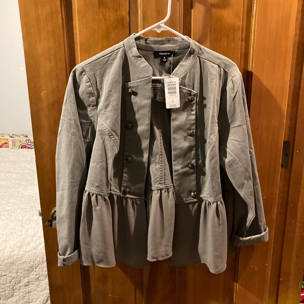 Torrid Grey Military Jacket Sz 12 Large Shacket Sz 0 Mid Size Plus Size